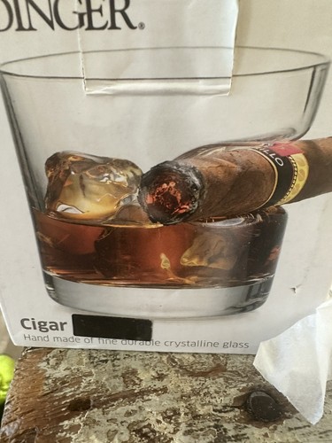 Godinger Cigar Whiskey Glass Clear Shannon Crystal With Indent New - Picture 2 of 6