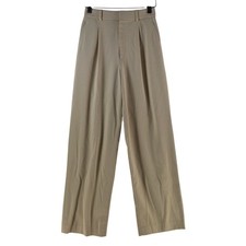 Uniqlo Wide Leg Dress Pants Womens XS Beige Twill Relaxed Pleated Pockets 139364