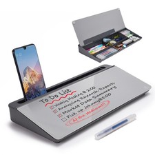 TSJ Office Whiteboard Keyboard Stand with Drawer, Desk Organizer, Gray