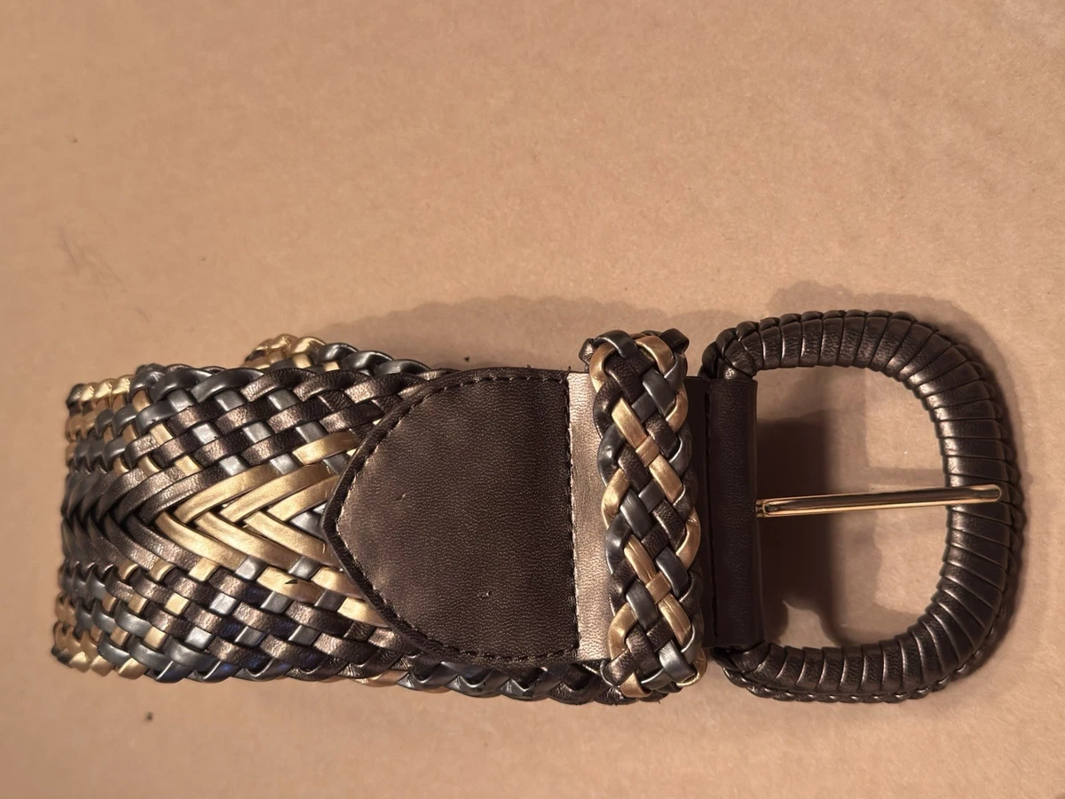 Vintage Antiqued Gold and Burgundy Vegan Leather Woven Chain Belt Womens size S Jdlsppl-Women-s-Metal-Stretch-  main image 4