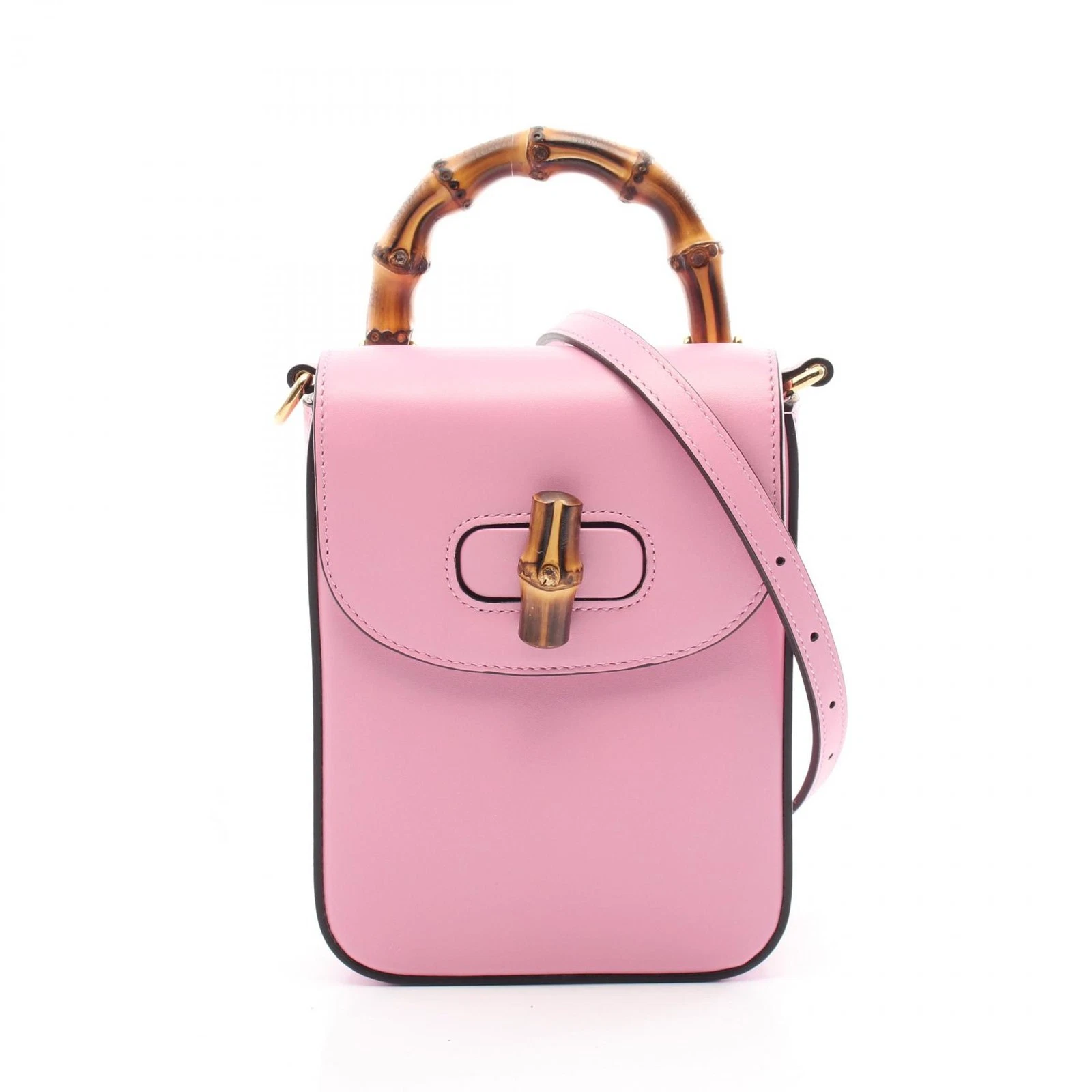 Gucci sac à main bambou cuir femme rosé 702106