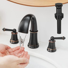 Widespread 8 Inch Oil Rubbed Bronze Bathroom Faucet, Two Handles 3 Holes Sink Fa