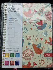2026 Weekly Monthly Planner Spiral Bound Birds Floral Cover with Stickers