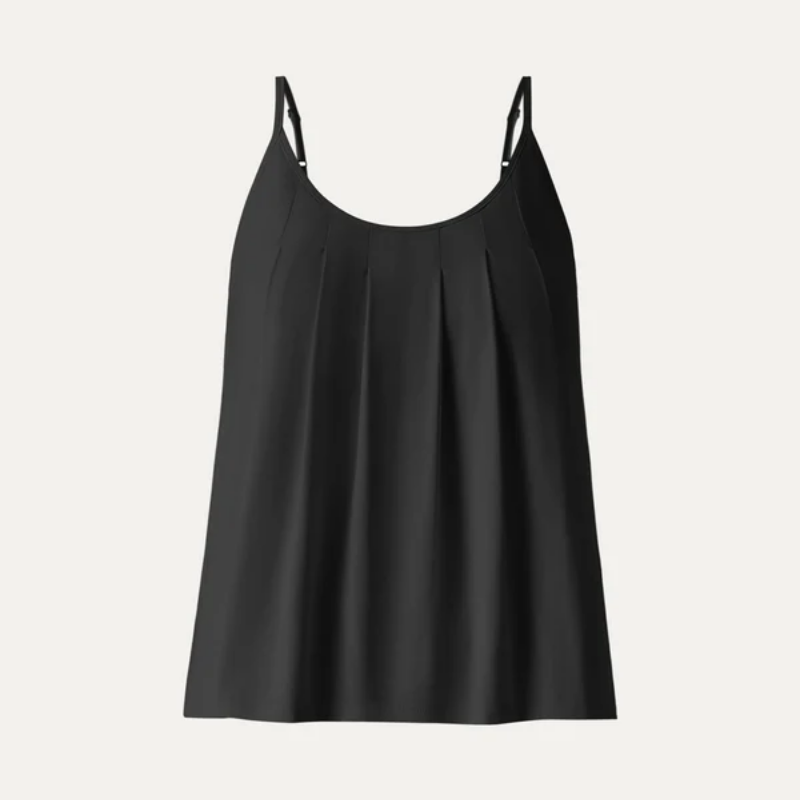 OGL U-Neck Pleated Spaghetti Bra Tank – Black