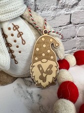 Rustic Christmas Gnome Wood Ornament Candy Cane Holiday Tree Decoration Handmade