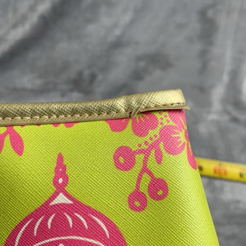 Spartina 449 Large Colorful Print Tote Bag Green With Pink Elephants Gold Trim - Picture 12 of 14
