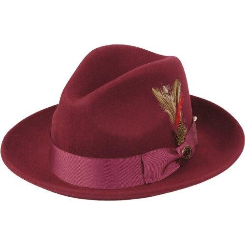 Men Bruno Capelo Hat Australian Wool Fedora Untouchable EXECUTIVE EX324 Burgundy 18590₽