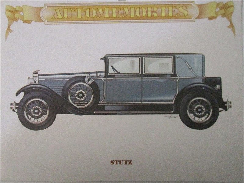 1928 Stutz 4 dr car calendar print (grey )
