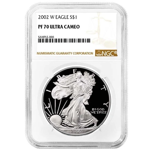 2002-W Proof $1 American Silver Eagle NGC PF70UC Brown Label