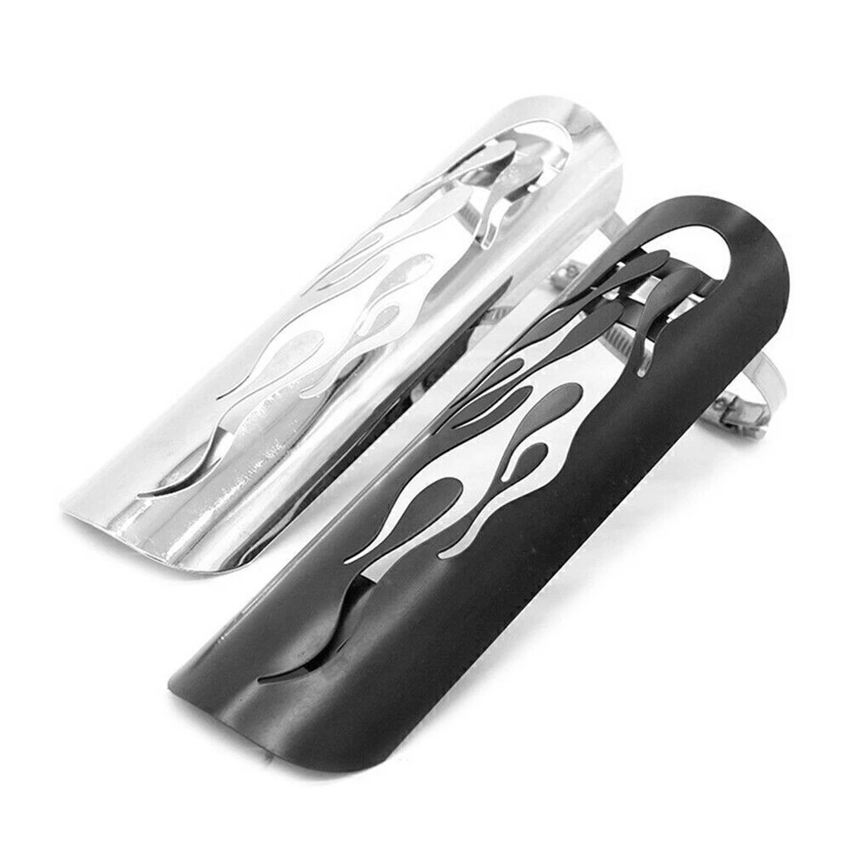 Silenciador de escape cromado universal para motocicleta tubo protector térmico cubierta protector de talón Foto 2 de 4