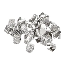 30Pcs Shoelace End Clips 10x7mm Stainless Steel Shoe Lace Tips Bling Silver