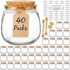 40 Pack 7oz Small Glass Jars with Cork Lids,Mason Jars PE Lids,Twine Labe...