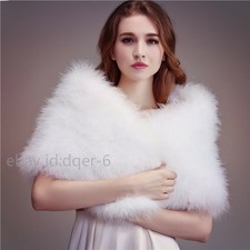 Real Ostrich Feather Fur Shawl Shrug Cape for Bride Wedding Party Fluffy Soft