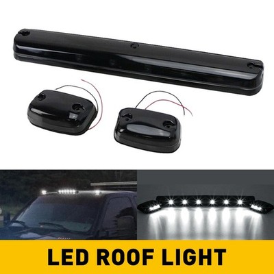 3pcs White Full Roof LED Cab Light Marker Smoke Fits Silverado Chevy Sierra GMC
