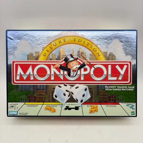 VINTAGE Monopoly Deluxe Edition COMPLETE Parker Brothers 1998 Golden Tokens