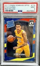 2017-18 Panini Donruss Optic Kyle Kuzma Red Yellow Rated Rookie #174 PSA 9