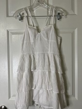 American Eagle Dress XS White Babydoll Smocked Coquette Mini Ruffle Sp Strap