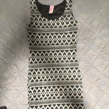 Divine Black White Geometric Lace Bodycon Dress Women S Sleeveless Short