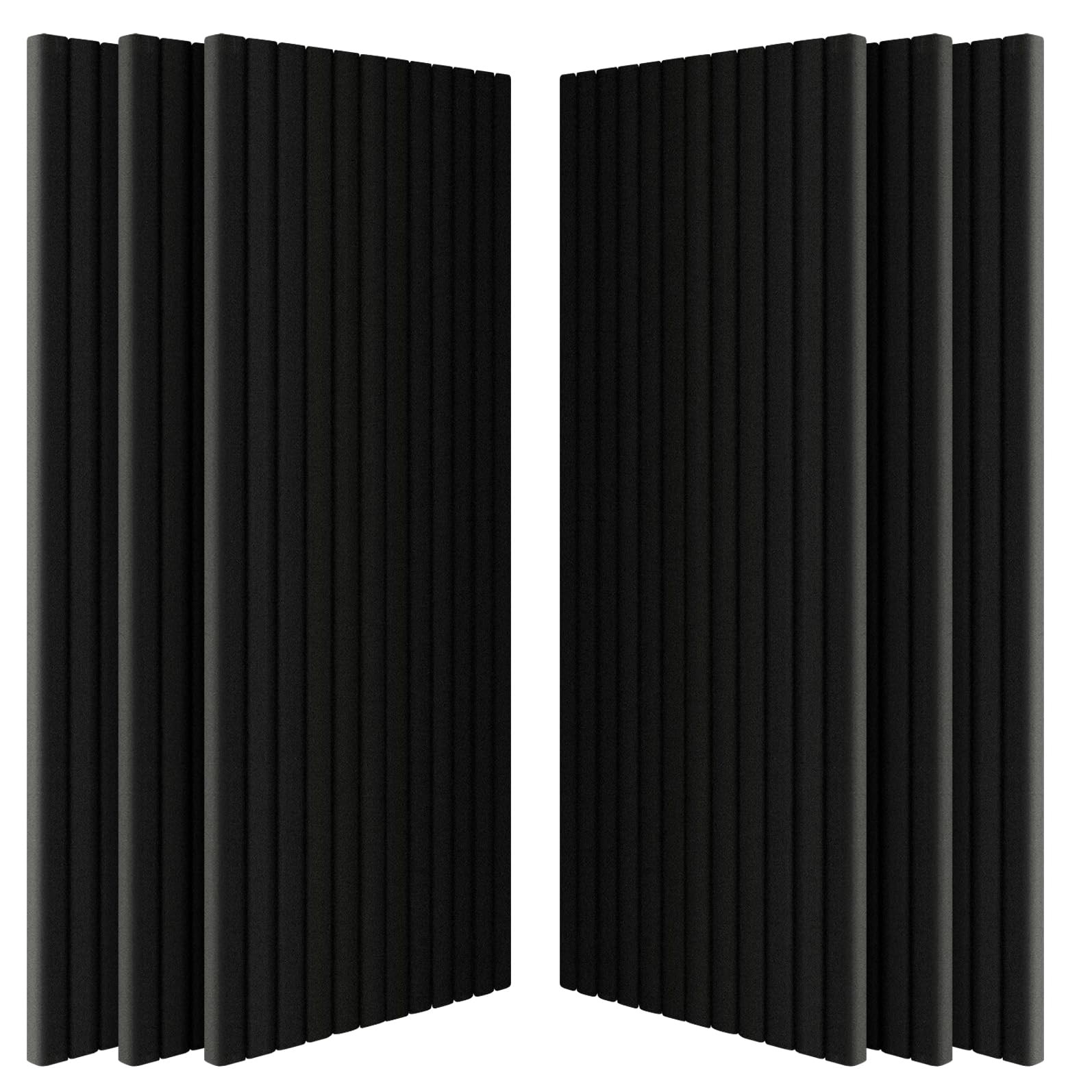 6 PCS Acoustic Panels,48''X24''X1'' Soundproof Foam Wall Black-6 Pack