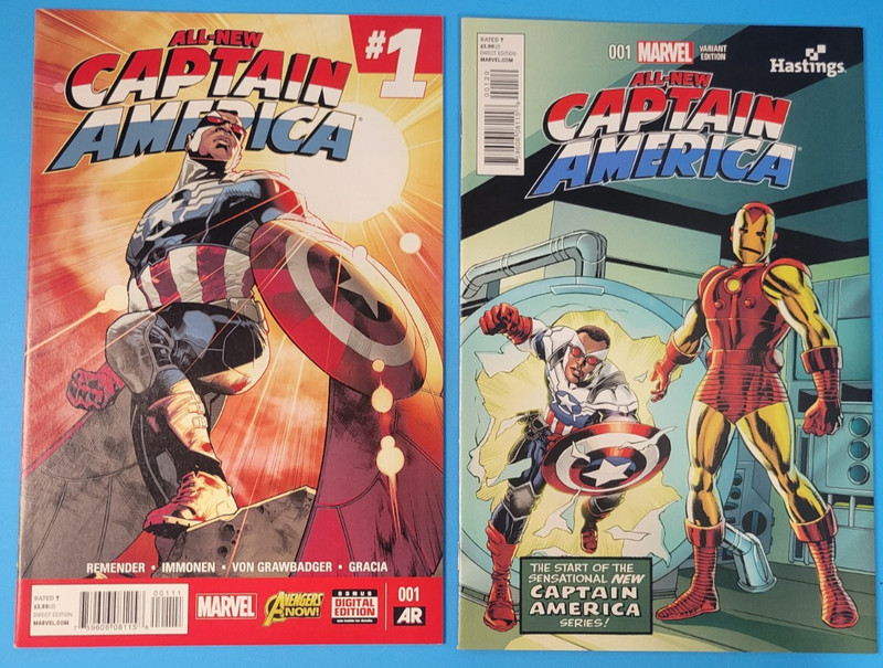 All New Captain America #1 Marvel Comic Book Lot Variant 2015 Sam Wilson