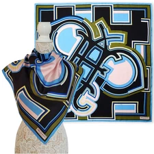 EMILIO PUCCI SCARF MULTI-COLORED VIBRANT PRINT SIGNATURE LOGO SQUARE SCARF 34"