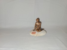 Vintage bronze finish metal Mermaid real rock figurine 3" kobenhavn