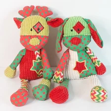 Ganz Quiltees HX11331 Reindeer HX11332 Dog Christmas 14" Plush Stuffed Animal