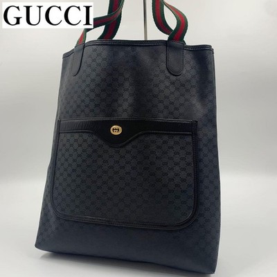 Gucci Vintage GG Monogram Sherry Web Tote   Black