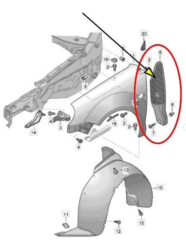 Schottblech Schliessteil Kotflügel vorne Rechts 6Q0821112A VW Polo 1.2 Bj 2005