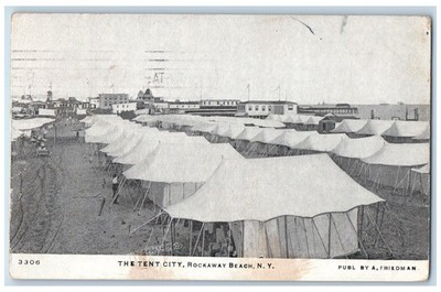 1907 Tent City View Buildings Dirty Road People Rockaway New York NY Postcard