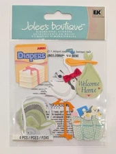 Jolee's Coming Home With Baby Stork Carseat Diaper Bag Scrapbooking Stickers