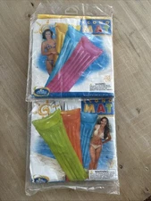 2 New INTEX Wet Set Econo Mat VINYL Pool Float Inflatable Yellow & Blue 72”x27”