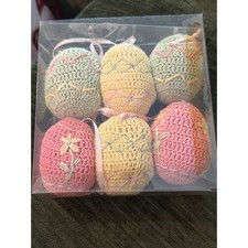 6 vintage crocheted Easter egg ornaments