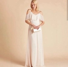 Birdy Grey JANE CONVERTIBLE DRESS CHIFFON CHAMPAGNE LARGE New NWT NO SLIT