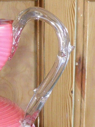 Beautiful Antique Victorian Harrach Thorn Glass Handled Optic Rib Vase. - Picture 5 of 12