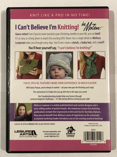 I can't Believe I'm Knitting! In Motion (Region 1 DVD) Beginner Level. Like New. - Picture 2 of 5