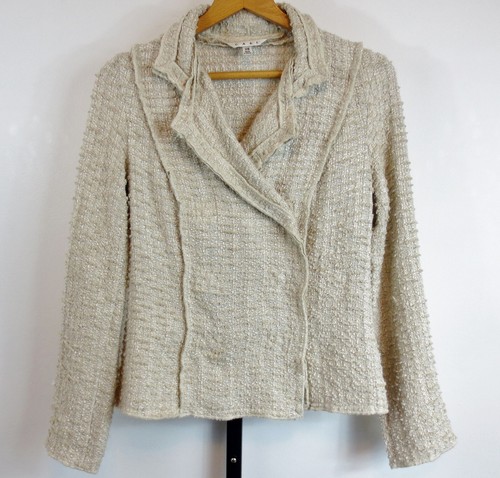 CAbi 985 Oatmeal Chenille Tweed Blazer Jacket Womens Size XS Long Sleeve