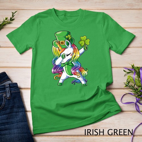 Camiseta unisex St Patricks Day Girls Dabbing unicornio duende lepricornio - Imagen 5 de 15