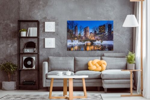 New York Gapstow Bridge Central Park Wintertime Canvas Wall Art Picture Print - Picture 4 of 8