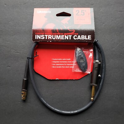 D'Addario 1/4'' Instrument Cable w/ Mute Custom Series Wireless Transmitter 2.5'