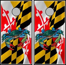 maryland flag blue crab 0462 cornhole board vinyl wraps