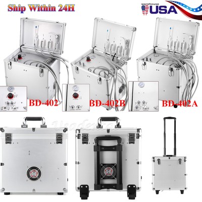 Portable Mobile Dental Delivery Unit Cart Air Compressor Suction System 4Holes