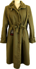 Vtg British Dannimac Ladies Size 18 Green Insulated Belted Coat