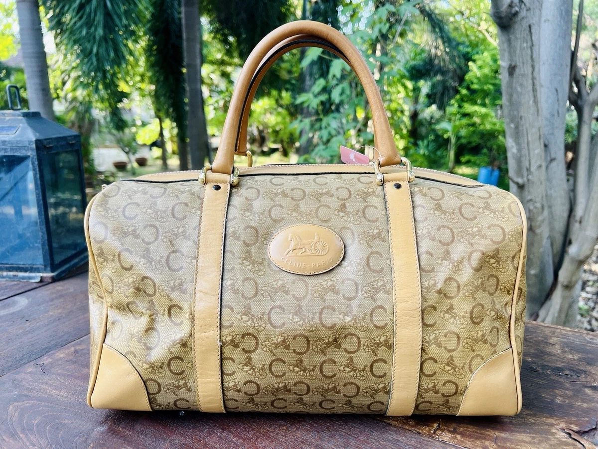 バッグ Celine Macadam Carriage Boston Bag Pre-Owned Brown Coated Canvas Macadam Boston Bag Q5B04JLW0B002