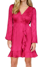 Michael Kors Womens Snakeskin Print Ruffled Mini Dress Deep Fuchsia XL