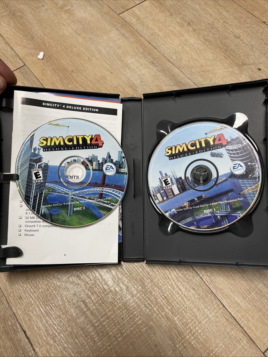 SimCity 4 Deluxe Edition PC CD-ROM 2 CDs Vintage Rare. Excellent