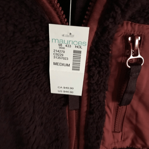 Maurices Weste mit Reißverschluss weinrot Gr. Medium Sherpa neu mit Etikett (K7) - Bild 4 von 4