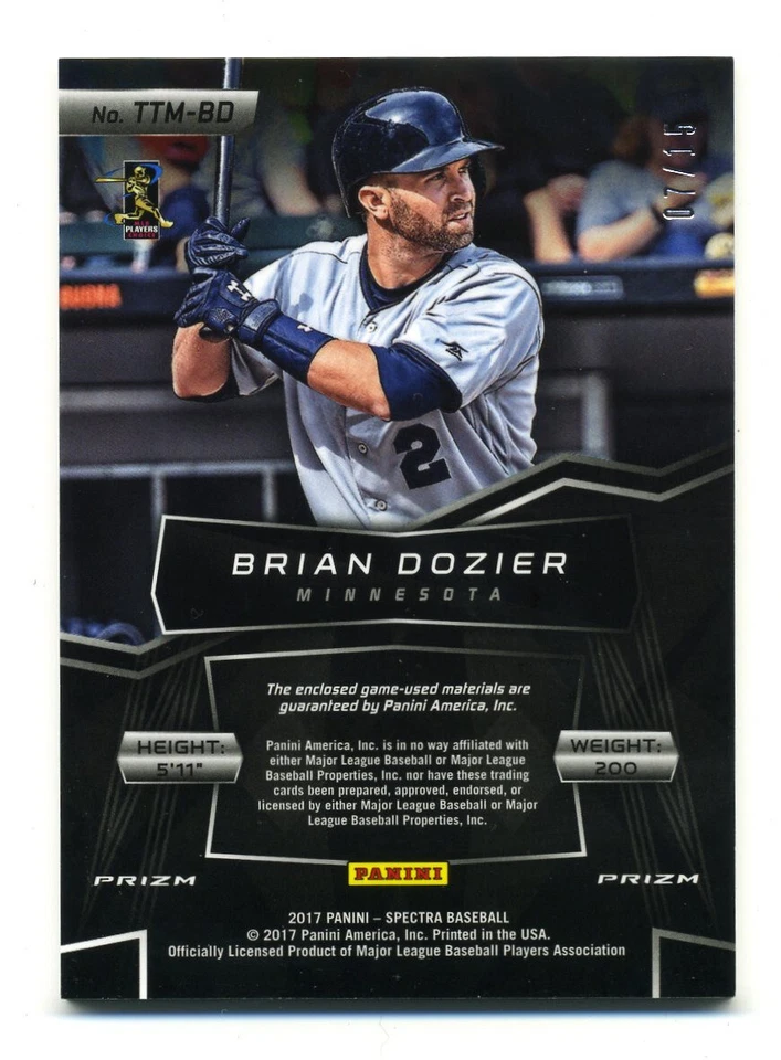 Brian Dozier 2017 Panini Spectra Triple Threat Materials verde neón Prizm/15 Foto 2 de 2