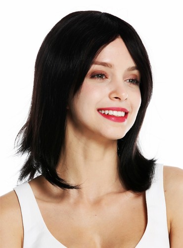 WIG ME UP - 0073-3-P309 Parrucca Donna Carnevale Bob Lungo Bob Altezza Spalle Liscia Frangetta Argentea Grigio Argento