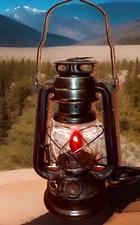 SLIFKA X551 ELECTRIC MANTLE/TABLE HANGING LANTERN W/FLICKERING RED BULB (NOS)